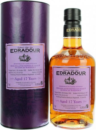 Виски "Edradour" 17 Years Old, Bordeaux Cask Finish, 1999, in tube, 0.7 л