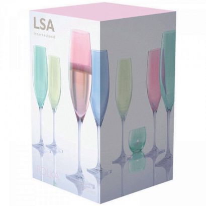 Набор бокалов для шампанского пастель 225мл (4шт в уп) Polka, LSA international - Фото 2