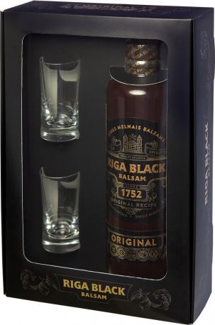 Ликер Riga Black Balsam, gift box with 2 shots, 0.5 л - Фото 1