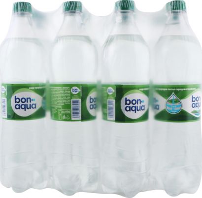 Упаковка минеральной среднегазированной воды BonAqua 1 л х 12 бутылок - Фото 1