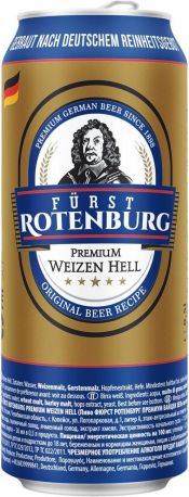 Пиво "Furst Rotenburg" Premium Weizen Hell, in can, 0.5 л