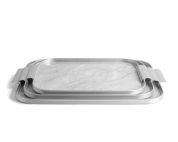 Поднос прямоугольный светло-серый мрамор 40x28см, Kaymet