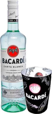 Ром "Bacardi" Carta Blanca, gift box with luminous glass, 0.7 л - Фото 2