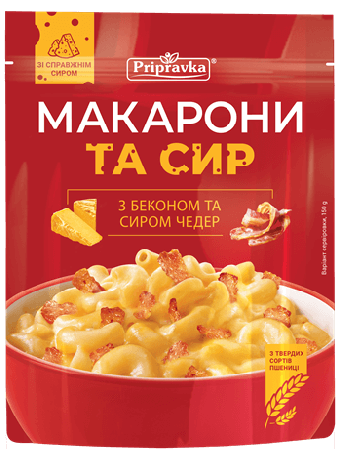 МАКАРОНИ З БЕКОНОМ ТА СИРОМ ЧЕДЕР ТМ Приправка