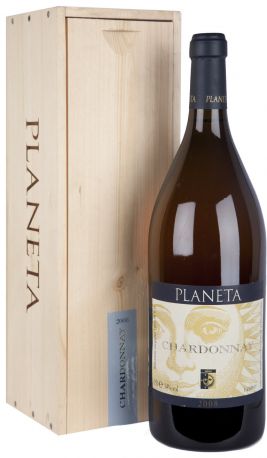 Вино Planeta, Chardonnay, Sicilia IGT, 2008, wooden box, 3 л - Фото 1