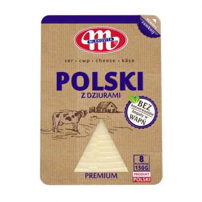 Сир скибочками Polski z dziurami 150 g Mlekovita