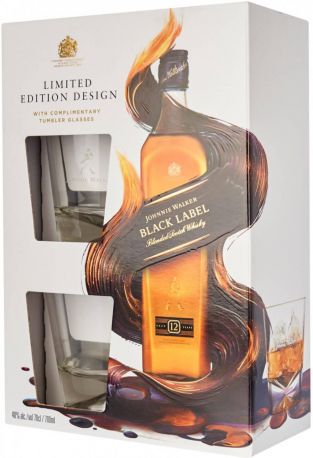 Виски "Black Label", with 2-glass box, 0.7 л - Фото 1
