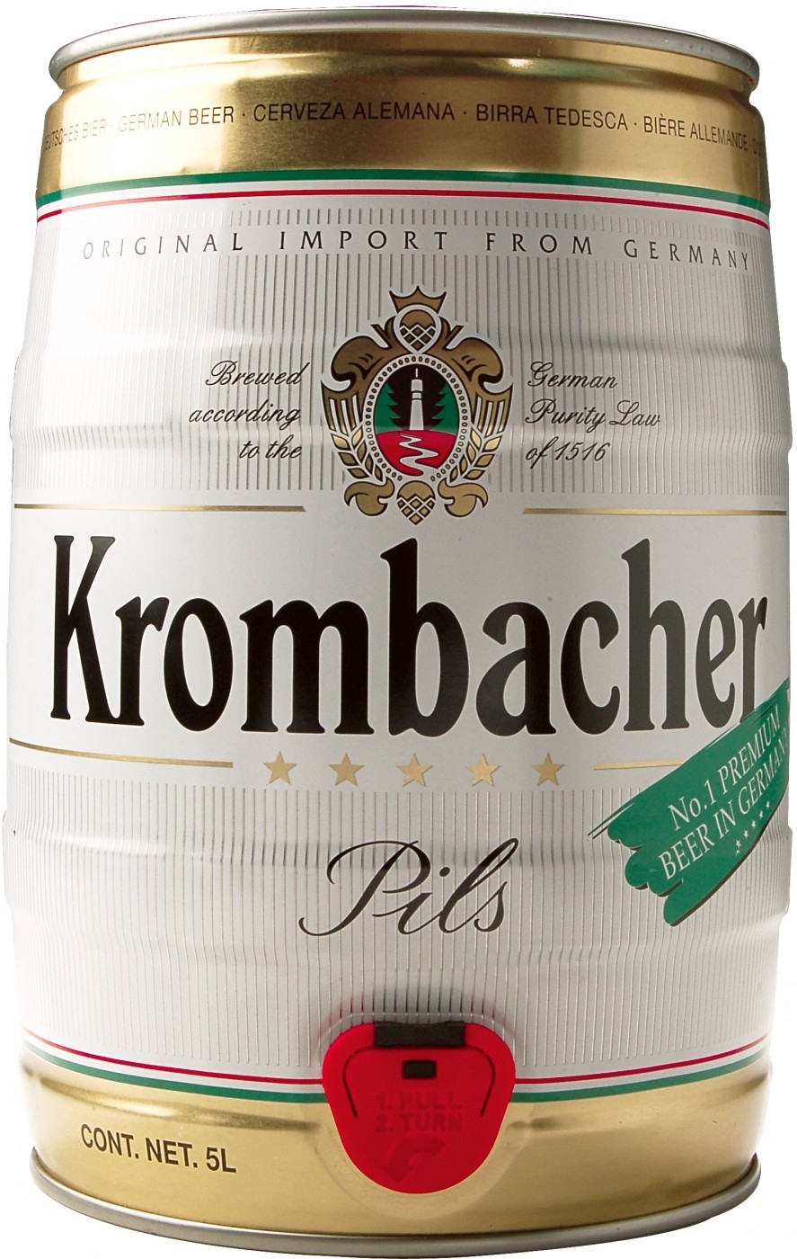Пиво Krombacher, Pils, mini keg, 5 л -  Пиво Krombacher в е и .