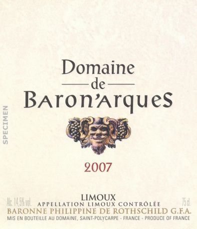 Вино Domaine de Baron'Arques, Limoux AOC, 2007 - Фото 2