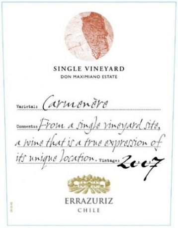 Вино Errazuriz, Carmenere Single Vineyard, 2007 - Фото 2