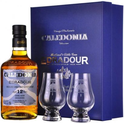 Виски Edradour Caledonia 12yo + 2 glasses, gift box 0,7 л