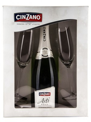 Игристое вино Cinzano, Asti Spumante DOCG, gift box with 2 glasses - Фото 2