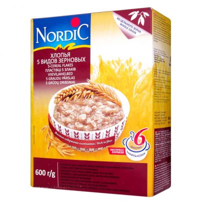 Хлопья NordiC 5 видов зерновых 600 г - Фото 1