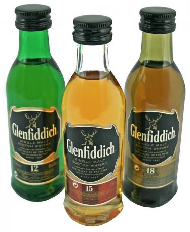 Виски Glenfiddich, gift set with 3 miniature bottles (12 YO, 15 YO, 18 YO), 50 мл - Фото 2
