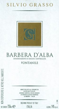 Вино Silvio Grasso, "Fontanile", Barbera d'Alba DOC, 2008 - Фото 2