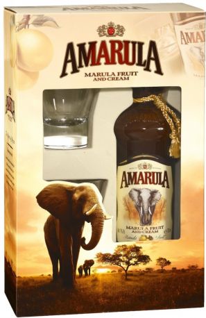 Ликер "Amarula" Marula Fruit Cream, gift box with 2 glasses, 0.7 л - Фото 1