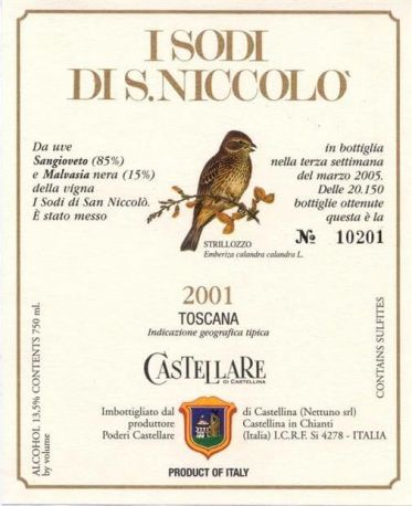 Вино Castellare di Castellina, "I Sodi di San Niccolo", Toscana IGT, 2001 - Фото 2