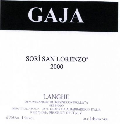 Вино Gaja, Sori San Lorenzo, Langhe DOC, 1999 - Фото 2