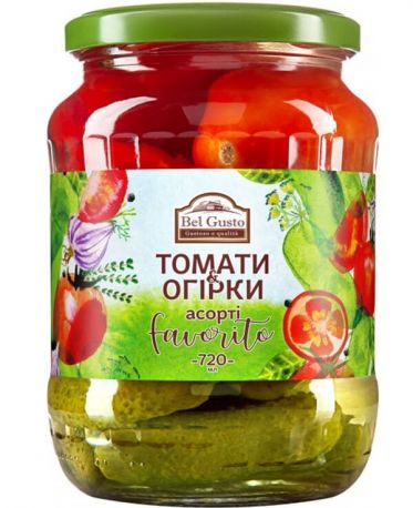 Ассорти Bel Gusto томаты и огурцы 720 мл