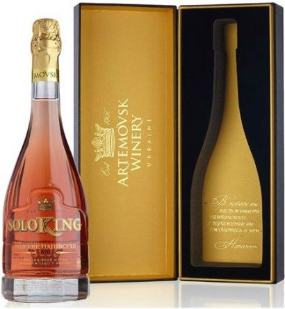 Игристое вино Artemovsk Winery, "Soloking" Pink medium-dry, gift box - Фото 1
