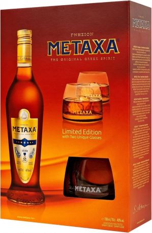 Бренди Metaxa 7*, gift box with 2 glasses, 0.7 л - Фото 1
