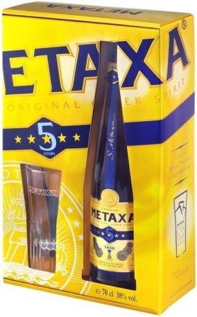 Бренди Metaxa 5*, gift box with a glass, 0.7 л - Фото 1