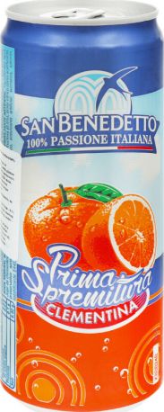 Упаковка сокосодержащего газированного напитка San Benedetto Prima Spremitura Clementina 0.33 л х 24 банки - Фото 2