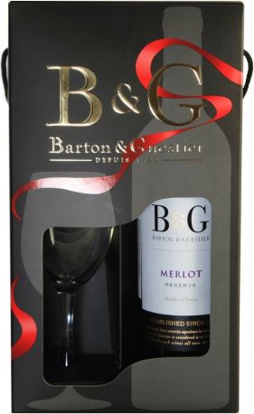 Вино Barton & Guestier, "Reserve" Merlot, Pays d'Oc IGP, gift box with glass - Фото 1