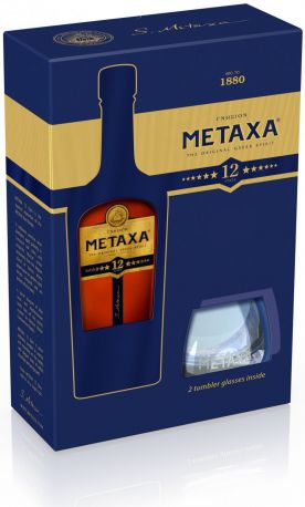 Бренди "Metaxa" 12*, gift box with 2 glasses, 0.7 л - Фото 4