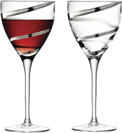 Бокалы LSA International, "Malika Grand" Wine Goblet Platinum Spiral, Set of 2 glasses, 400 мл - Фото 2