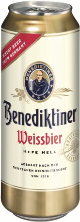 Пиво "Benediktiner" Weissbier, in can, 0.5 л - Фото 1