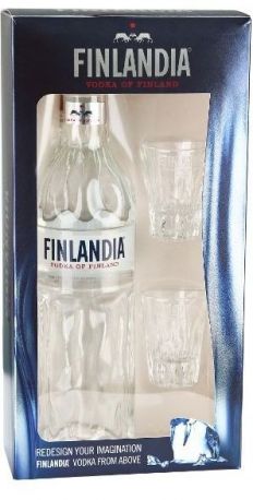 Водка "Finlandia", gift box with 2 shot glasses, 0.7 л - Фото 1