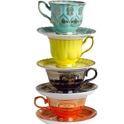 Набор чашек с блюдцами разноцветных (4шт в уп), Pols potten - Фото 1