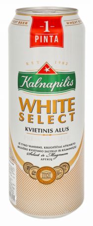 Упаковка пива Kalnapilis White Select светлое нефильтрованное 5% 0.568 л x 24 шт - Фото 3