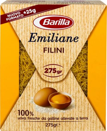 Упаковка макарон Barilla Emiliane Filini Филини с яйцом 275 г х 24 шт - Фото 2