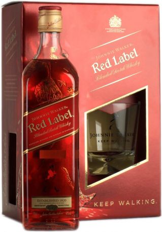 Виски "Red Label", gift box with 1 glass, 0.7 л