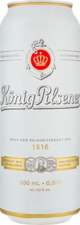 Пиво Konig Pilsener светлое фильтрованное 4.9% 0.5 л - Фото 2