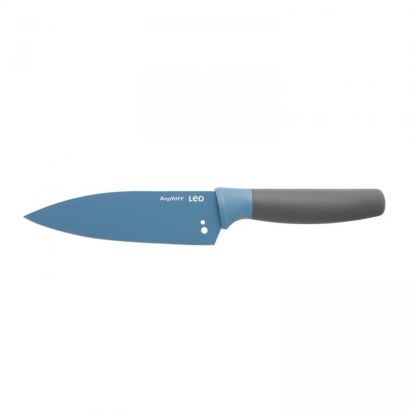 Кухонный нож BergHOFF Leo Поварской с отверстиями для чистки пряных трав с покрытием 140 мм в чехле Голубой - Фото 3