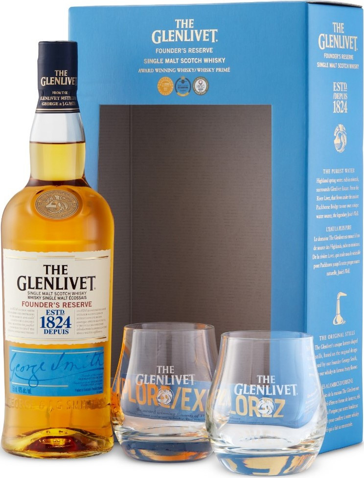 Виски The Glenlivet "Founder's Reserve", gift box with 2 glasses, 0.7 л
