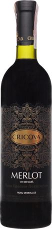 Вино Cricova Мерло красное полусладкое 0.75 л 9-13% - Фото 1