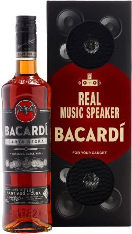 Ром "Bacardi" Carta Negra, gift box with loudspeakers, 0.7 л - Фото 1