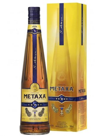 Бренди Metaxa 5* 0.7 л 38% в подарочной упаковке