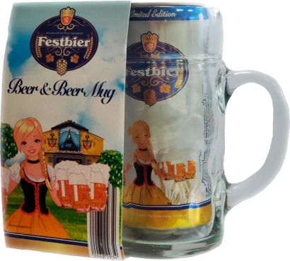 Подарочный набор пива Alpenfest Festbier светлое фильтрованное 5.5% 0.95 л + кружка 1 л