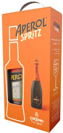 Ликер Aperol Aperetivo 0.7 л 11% + Вино игристое Cinzano Pro-Spritz белое сухое 0.75 л 11% - Фото 1