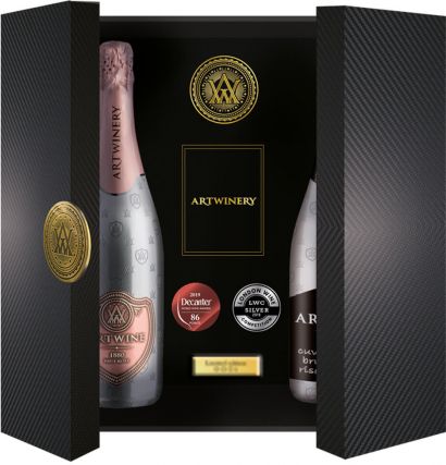 Сувернирный набор Вино игристое Artwine белое брют 0.75 л + Artwine розовое брют 0.75 л 10-13.5% в подарочной упаковке - Фото 1