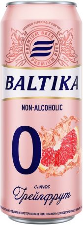 Упаковка пива Балтика Non-alcoholic №0 безалкогольное специальное пастеризованное со вкусом грейпфрута 0% 0.5 л x 24 шт