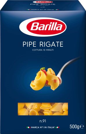 Упаковка макарон Barilla Pipe Rigati №91 ракушка 500 г х 15 шт - Фото 1