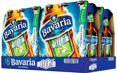Упаковка пива Bavaria Apple безалкогольное светлое фильтрованное 0.0 % 0.33 л x 24 шт