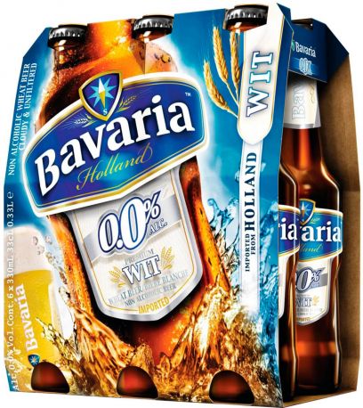 Упаковка пива Bavaria WIT безалкогольное светлое нефильтрованное 0% 0.33 л x 24 шт