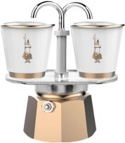 Гейзерная кофеварка Bialetti Mini 120 мл + 2 стакана Золотистый Гейзерная кофеварка Bialetti Mini 120 мл + 2 стакана Золотистый